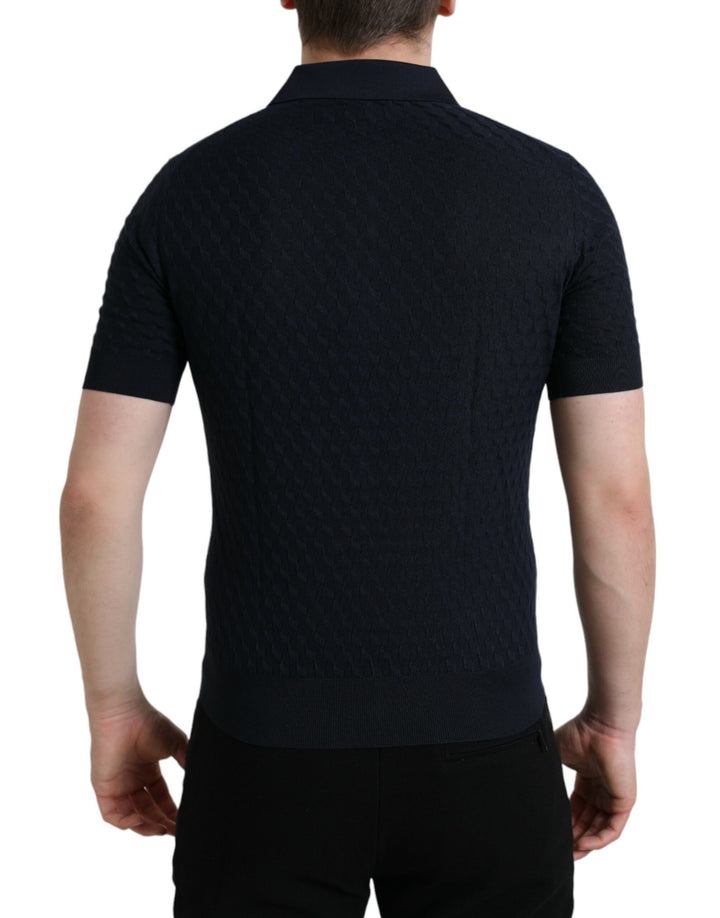 T-shirt polo à manches courtes et col Dolce & Gabbana bleu foncé