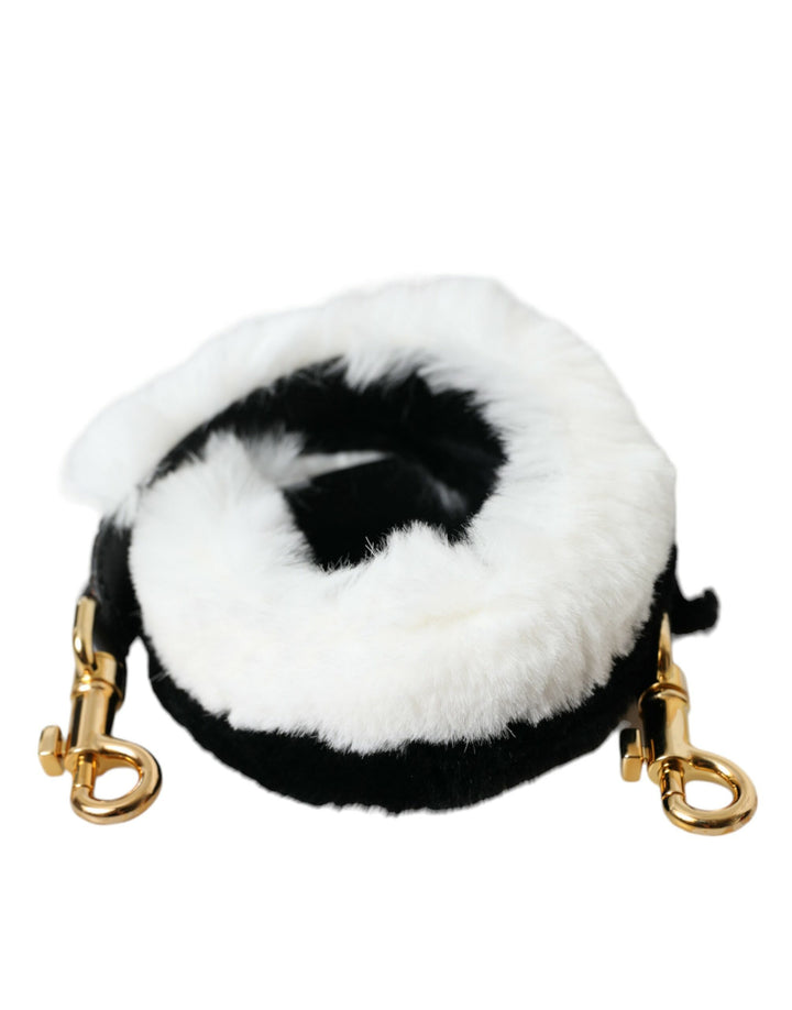 Bandoulière d'accessoire en fourrure de lapin noire et blanche Dolce & Gabbana