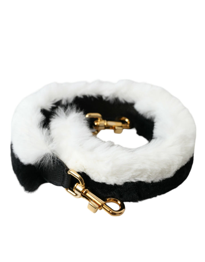 Bandoulière d'accessoire en fourrure de lapin noire et blanche Dolce & Gabbana