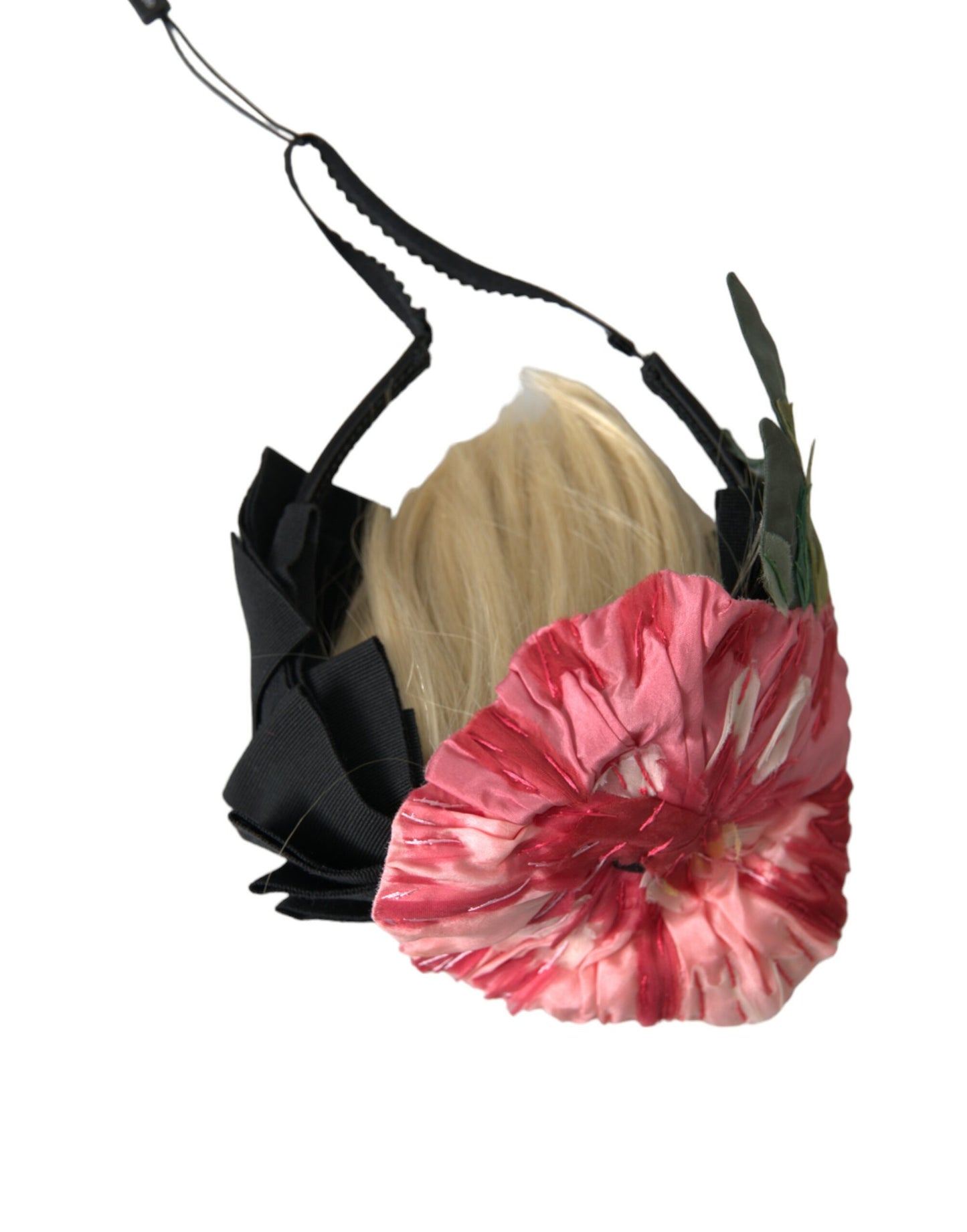Diadema Dolce & Gabbana negra de viscosa con pelo blanco de peluquera