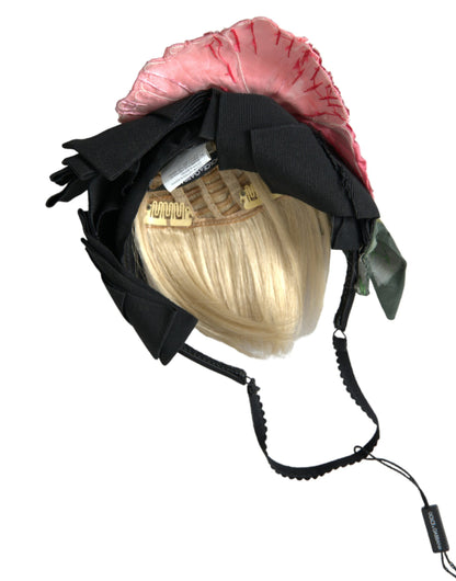 Diadema Dolce & Gabbana negra de viscosa con pelo blanco de peluquera