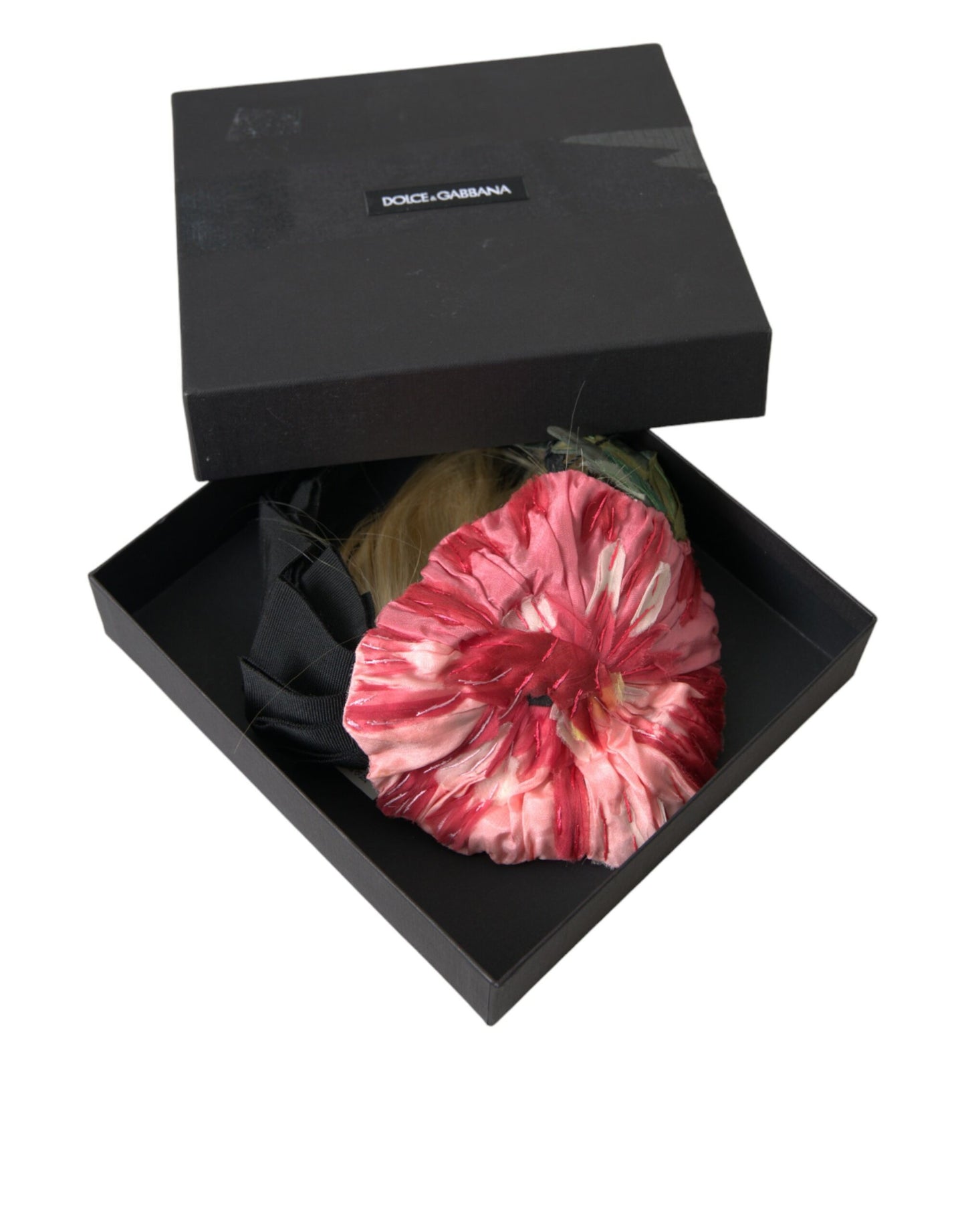 Diadema Dolce & Gabbana negra de viscosa con pelo blanco de peluquera