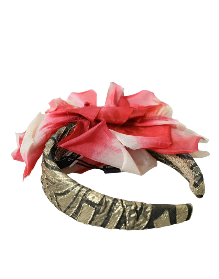 Serre-tête Diadème Femme en Soie à Appliques Florales Multicolores Dolce & Gabbana