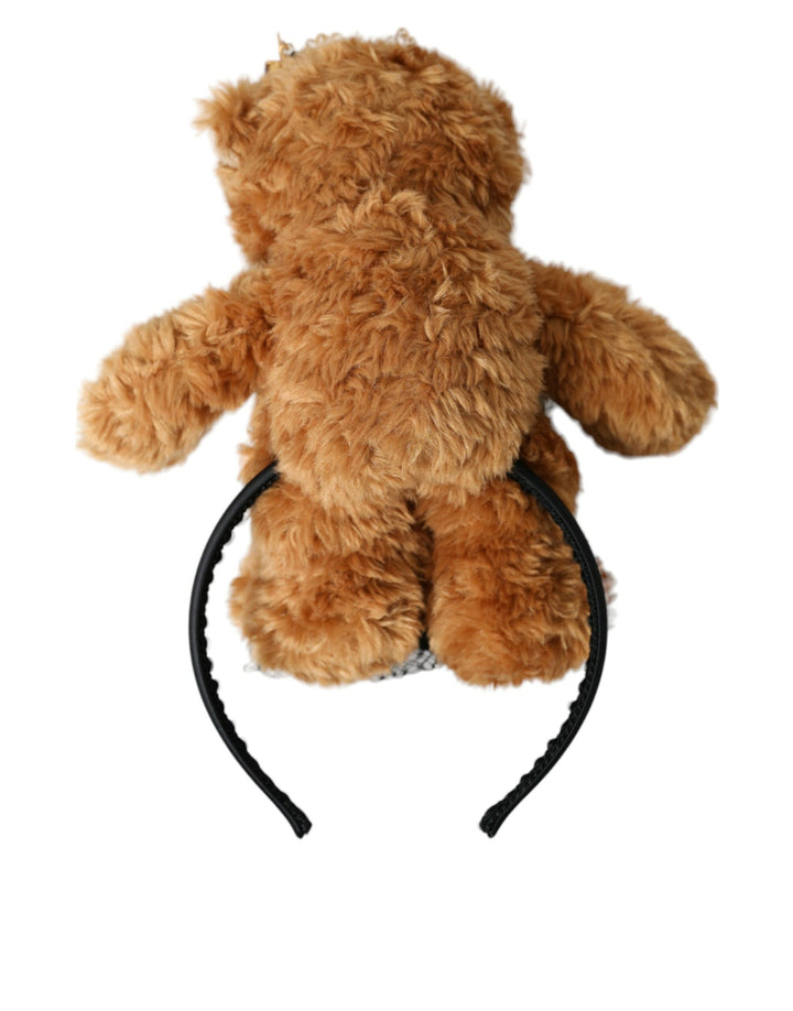 Serre-tête Diadème Dolce & Gabbana Ours en Peluche Marron Couronne en Cristal Doré
