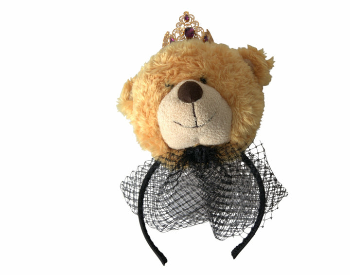 Serre-tête diadème Dolce & Gabbana ours en peluche marron couronne en cristal doré
