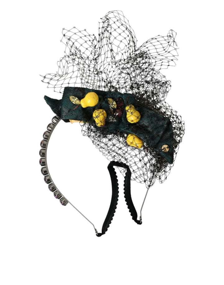 Serre-tête diadème Dolce & Gabbana en cristal violet motif citrons noirs Sicile