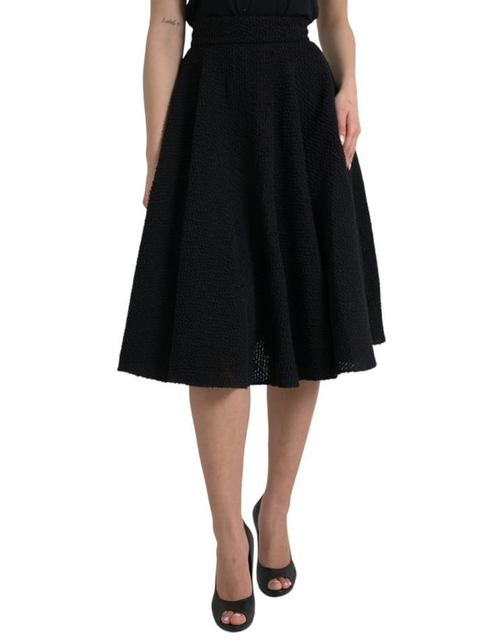Falda Dolce & Gabbana negra de talle alto acampanada a la rodilla