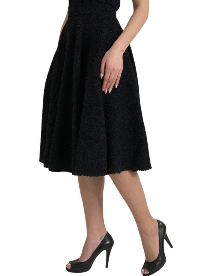 Falda Dolce & Gabbana negra de talle alto acampanada a la rodilla