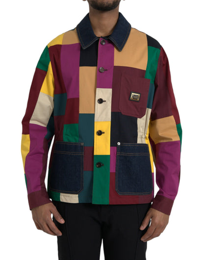 Veste à col en coton patchwork multicolore Dolce & Gabbana