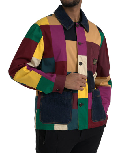Veste à col en coton patchwork multicolore Dolce & Gabbana