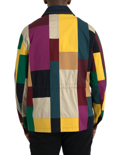Veste à col en coton patchwork multicolore Dolce & Gabbana