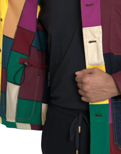Veste à col en coton patchwork multicolore Dolce & Gabbana