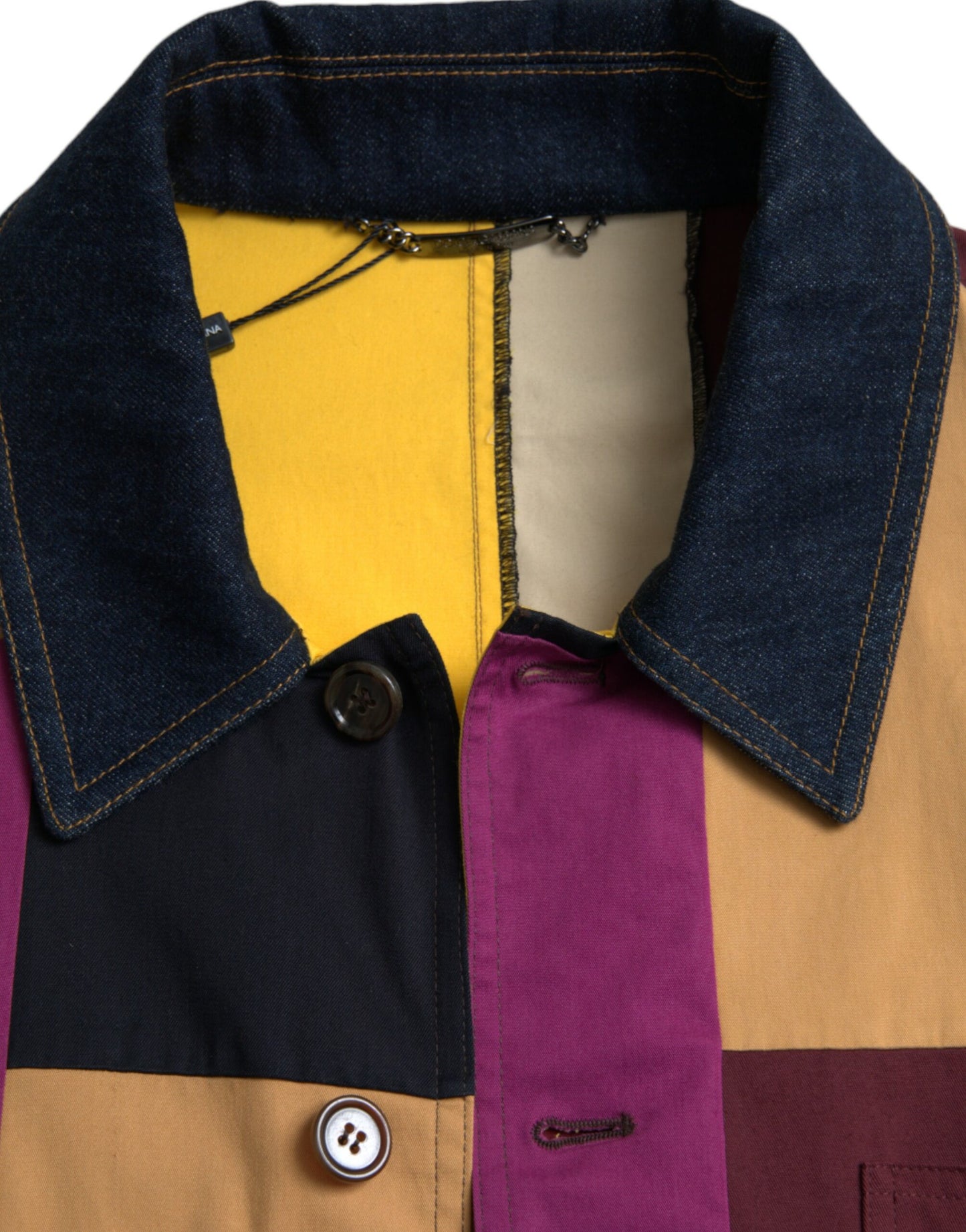 Veste à col en coton patchwork multicolore Dolce & Gabbana