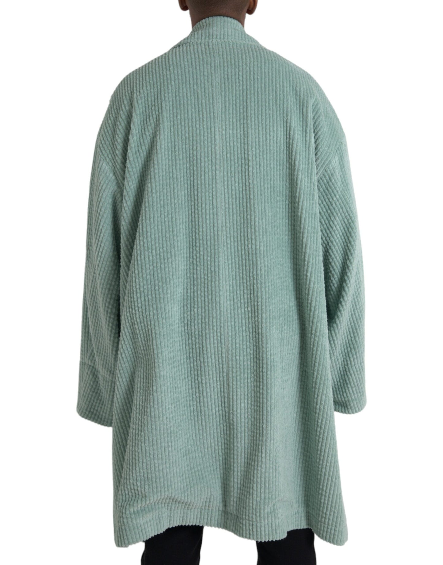 Veste en velours côtelé de coton bleu croisée Dolce & Gabbana