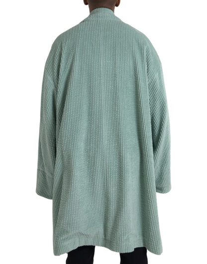 Veste en velours côtelé de coton bleu croisée Dolce & Gabbana
