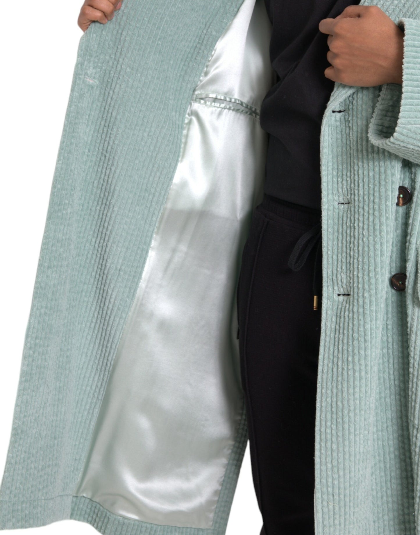 Veste en velours côtelé de coton bleu croisée Dolce & Gabbana