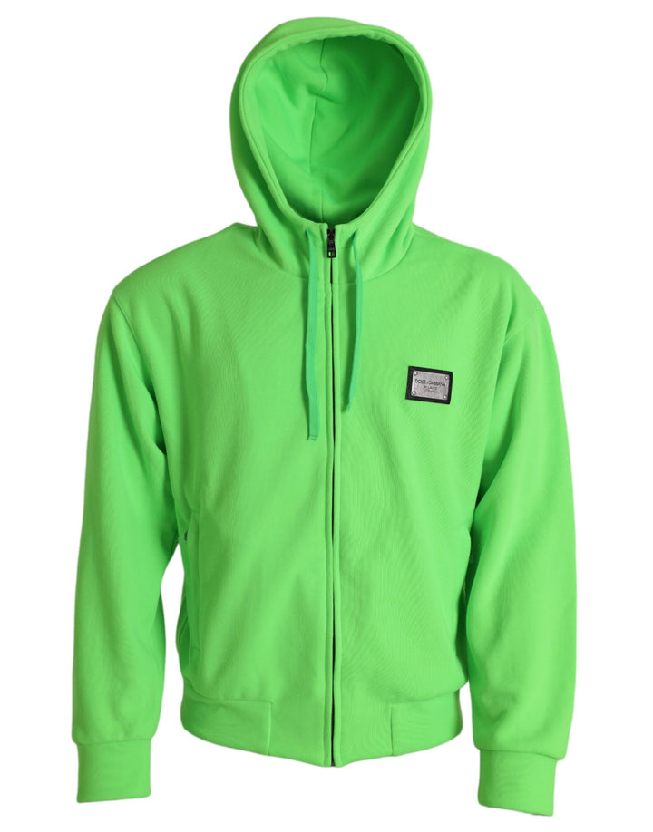 Sudadera con capucha y cremallera completa en verde neón de Dolce & Gabbana