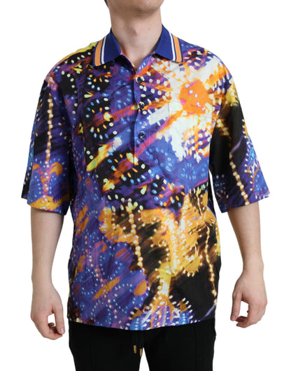 Camisa casual de algodón Dolce & Gabbana con estampado Luminarie multicolor