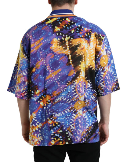 Camisa casual de algodón Dolce & Gabbana con estampado Luminarie multicolor