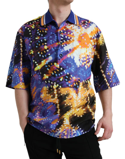 Camisa casual de algodón Dolce & Gabbana con estampado Luminarie multicolor