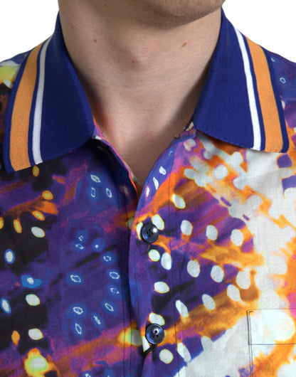 Camisa casual de algodón Dolce & Gabbana con estampado Luminarie multicolor