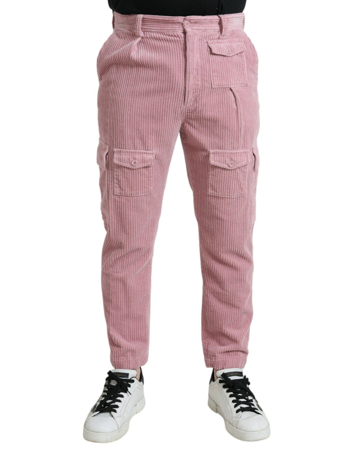 Jeans pitillo cargo de pana rosa de algodón elástico Dolce & Gabbana