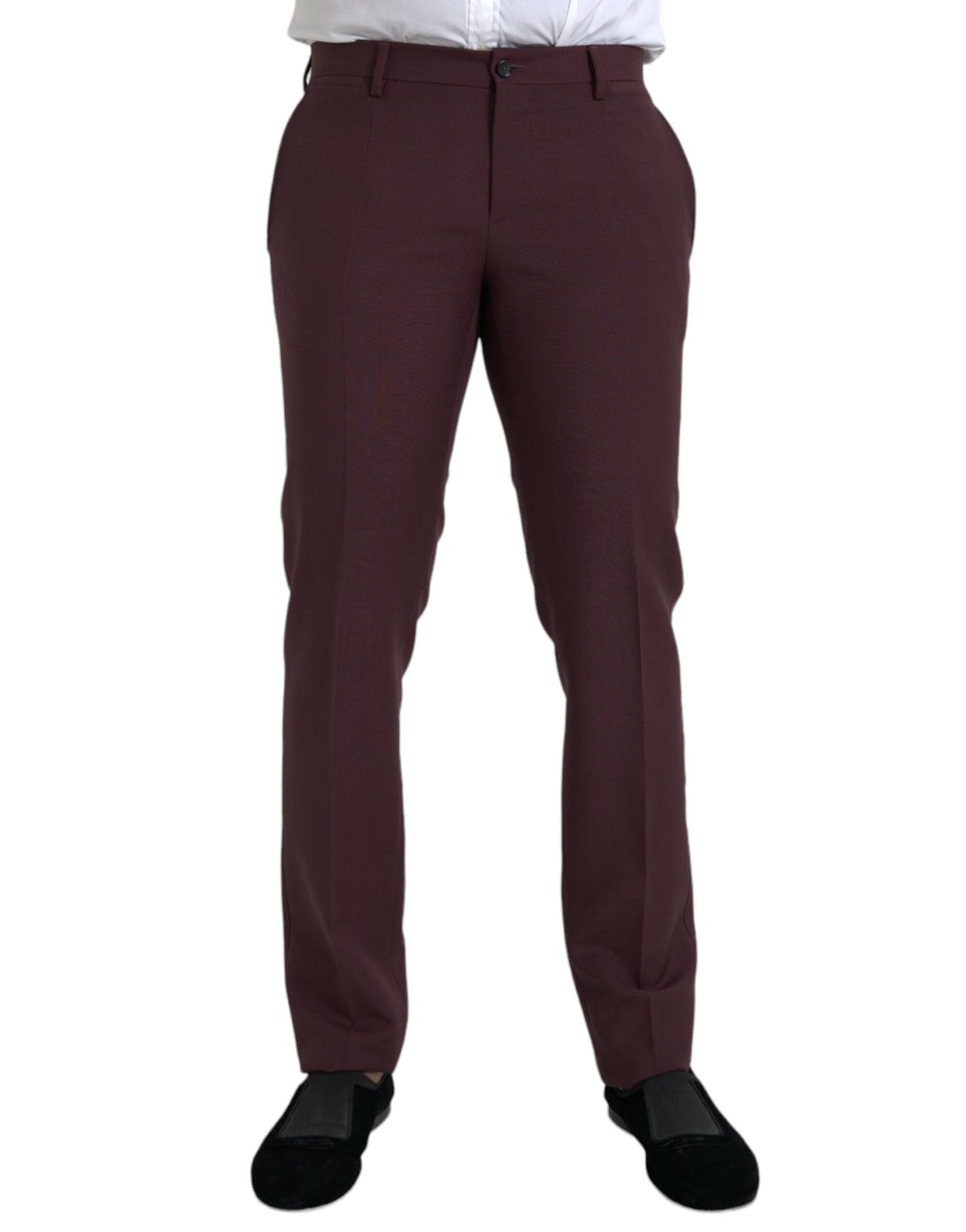 Pantalon habillé homme coupe ajustée en laine bordeaux Dolce & Gabbana