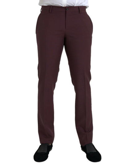 Pantalon habillé homme coupe ajustée en laine bordeaux Dolce & Gabbana