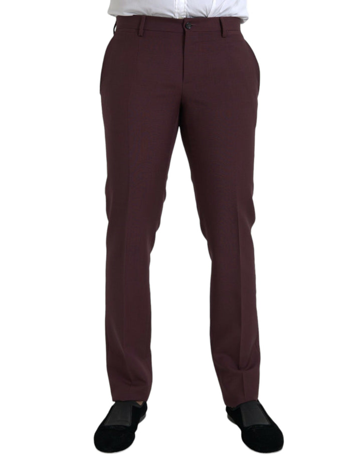 Pantalones de vestir entallados de lana granate para hombre de Dolce & Gabbana