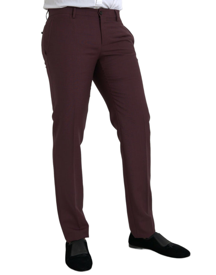 Pantalones de vestir entallados de lana granate para hombre de Dolce & Gabbana