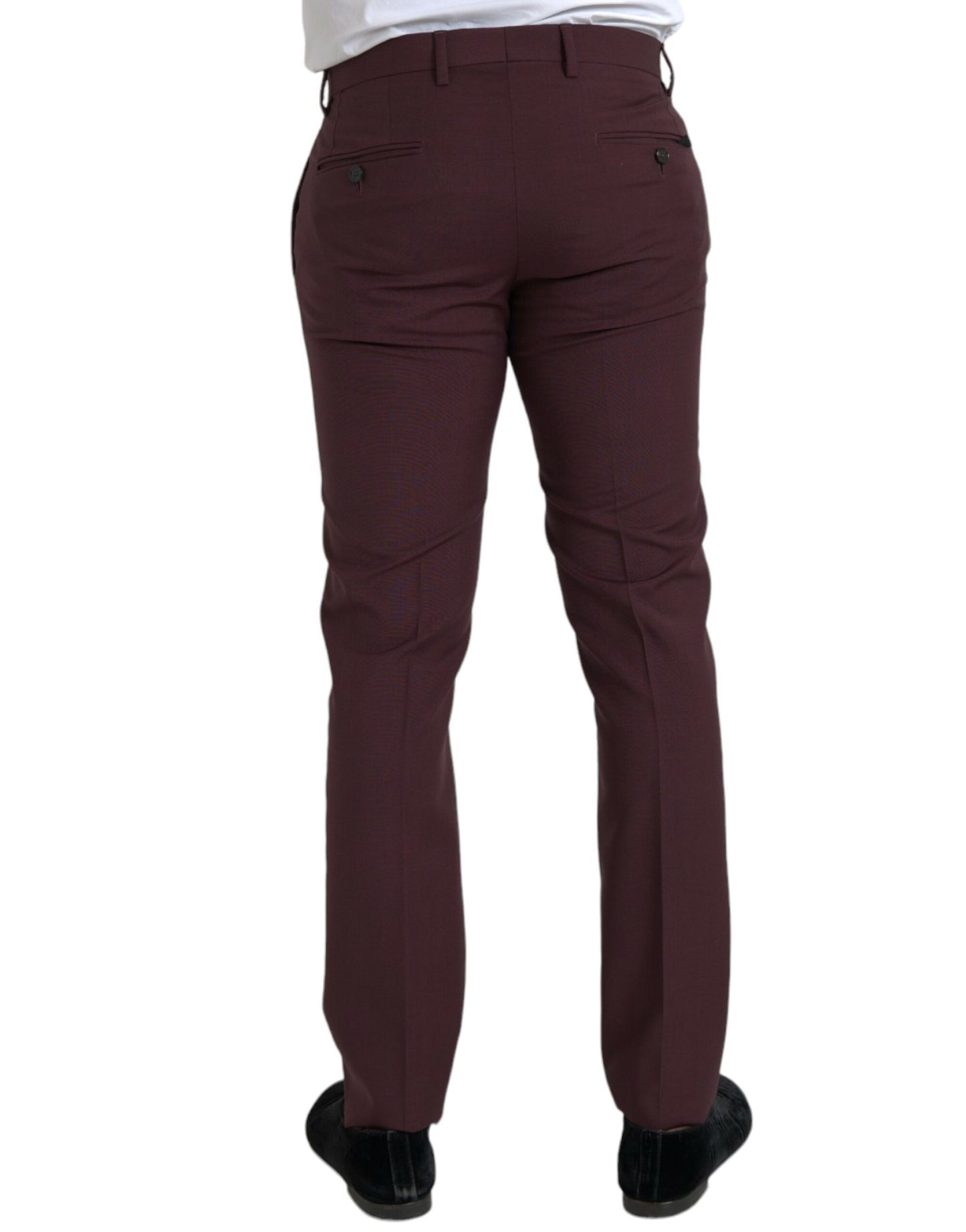Pantalon habillé homme coupe ajustée en laine bordeaux Dolce & Gabbana