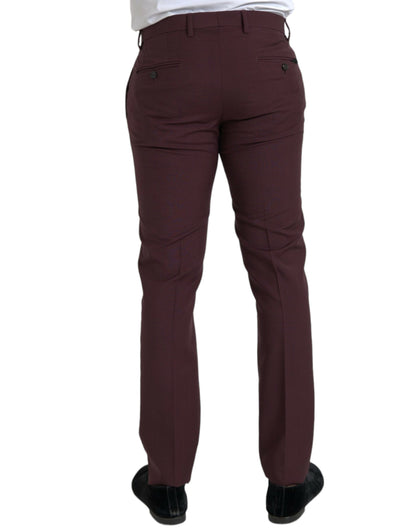 Pantalon habillé homme coupe ajustée en laine bordeaux Dolce & Gabbana