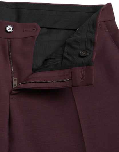 Pantalon habillé homme coupe ajustée en laine bordeaux Dolce & Gabbana