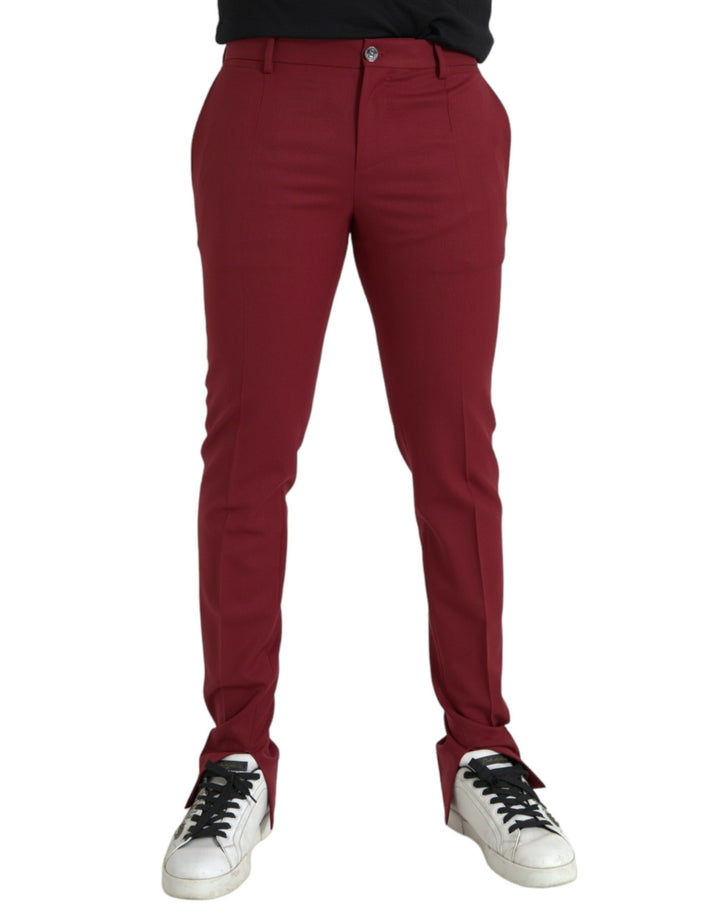 Pantalon habillé homme Dolce & Gabbana rouge en laine coupe slim