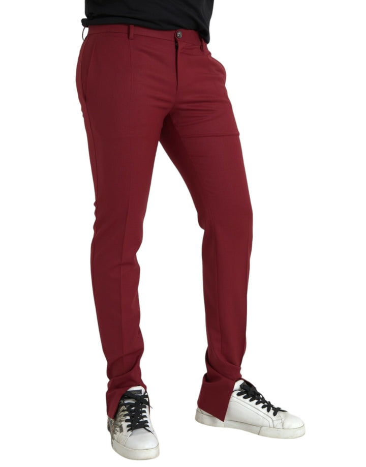 Pantalon habillé homme Dolce & Gabbana rouge en laine coupe slim