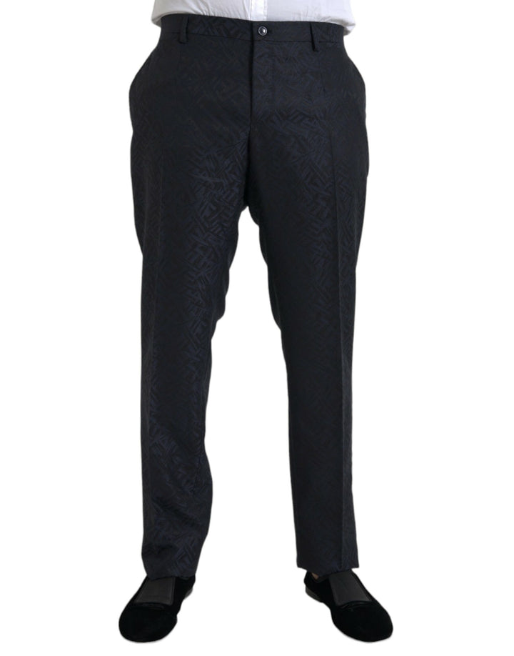 Pantalon de costume skinny pour homme en brocart de laine bleu Dolce & Gabbana
