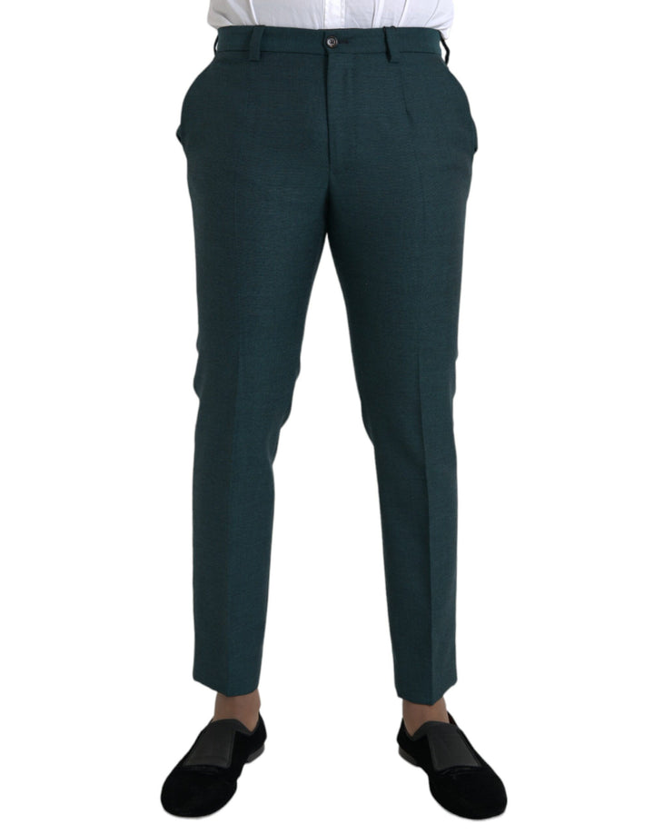 Pantalon de costume Dolce & Gabbana vert en laine, coupe ajustée/skinny