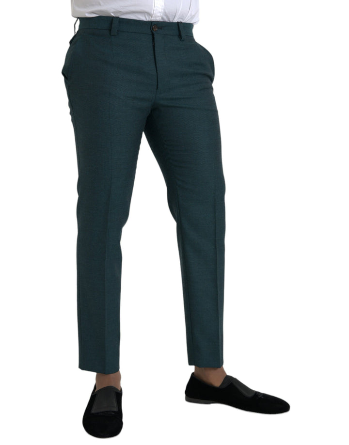 Pantalon de costume Dolce & Gabbana vert en laine, coupe ajustée/skinny