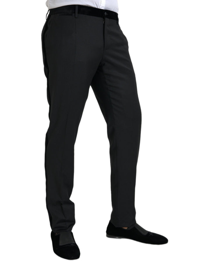 Pantalon de costume skinny pour homme en soie noire Dolce & Gabbana