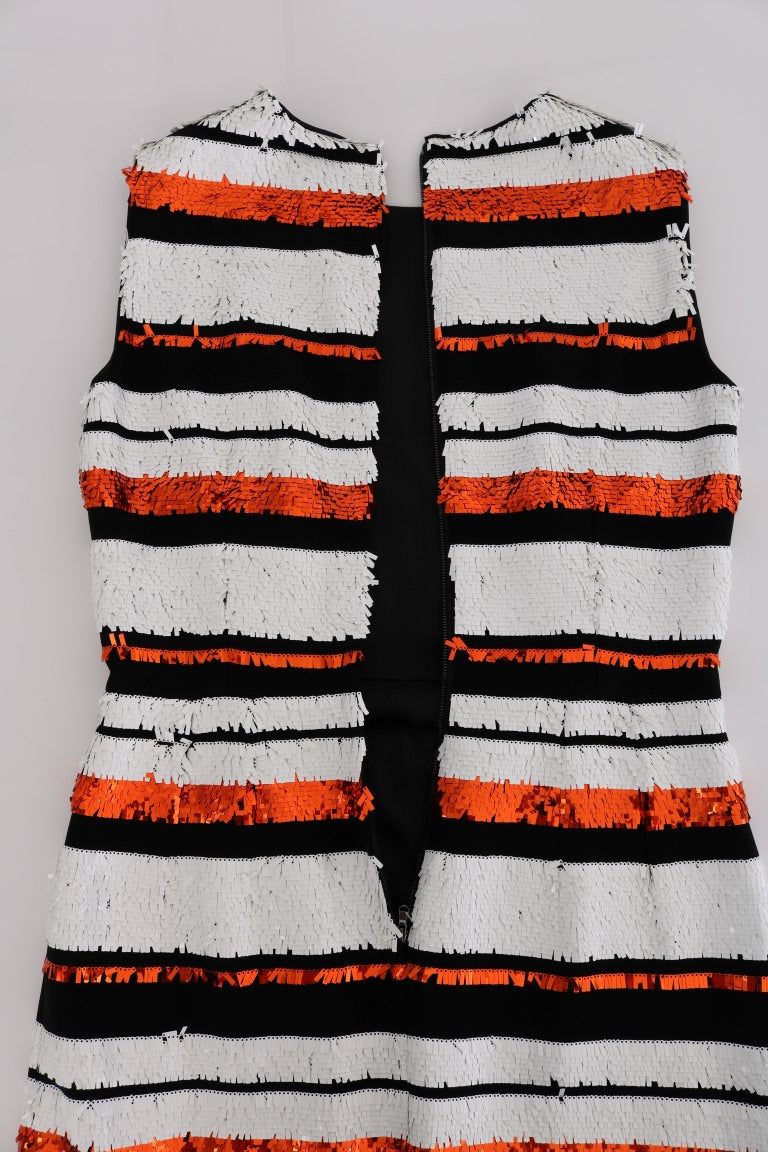 Robe longue Dolce & Gabbana à paillettes rayées multicolores en maille stretch