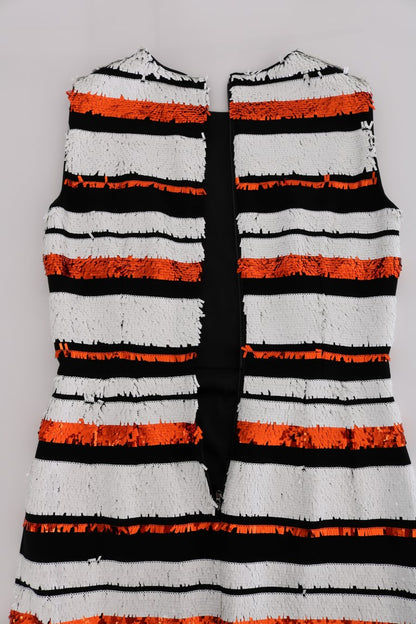 Robe longue Dolce & Gabbana à paillettes rayées multicolores en maille stretch