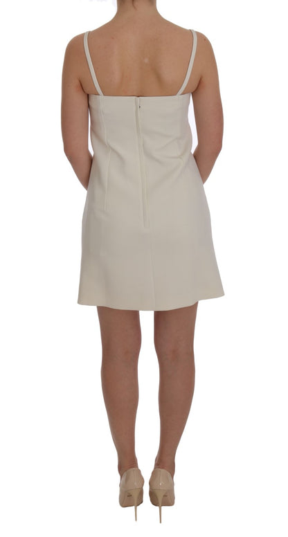 Robe droite Dolce & Gabbana en laine stretch blanche avec broche