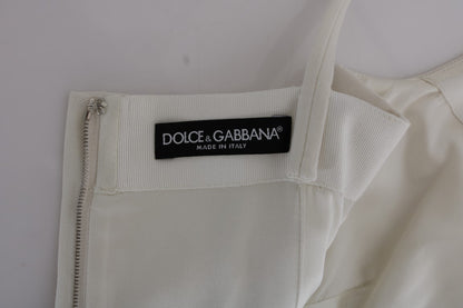 Robe droite Dolce & Gabbana en laine stretch blanche avec broche