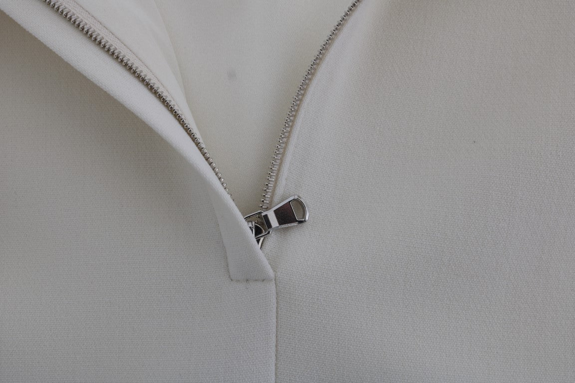 Robe droite Dolce & Gabbana en laine stretch blanche avec broche