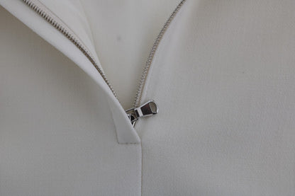 Robe droite Dolce & Gabbana en laine stretch blanche avec broche