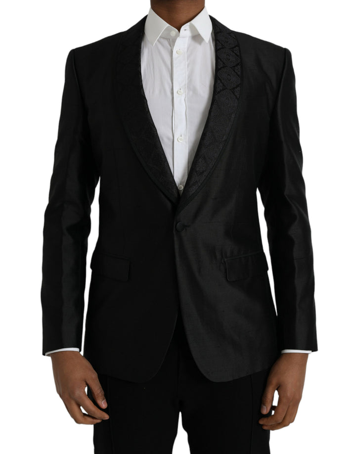 Blazer de abrigo cruzado de una hilera de botones MARTINI negro de Dolce & Gabbana