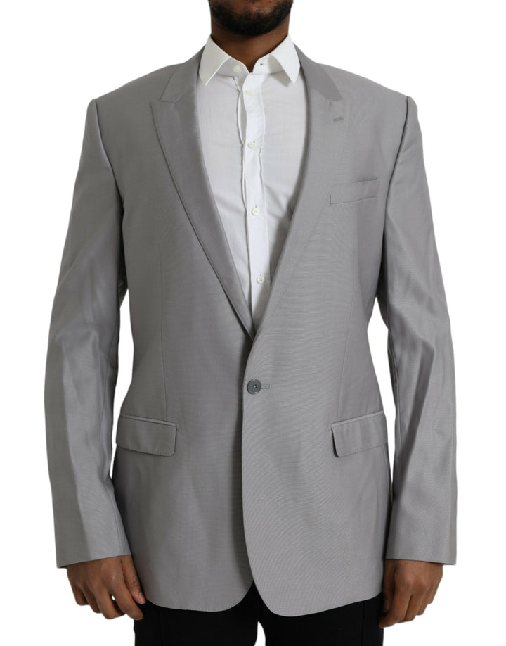 Dolce & Gabbana Blazer de Lana Gris de Pico Abotonado