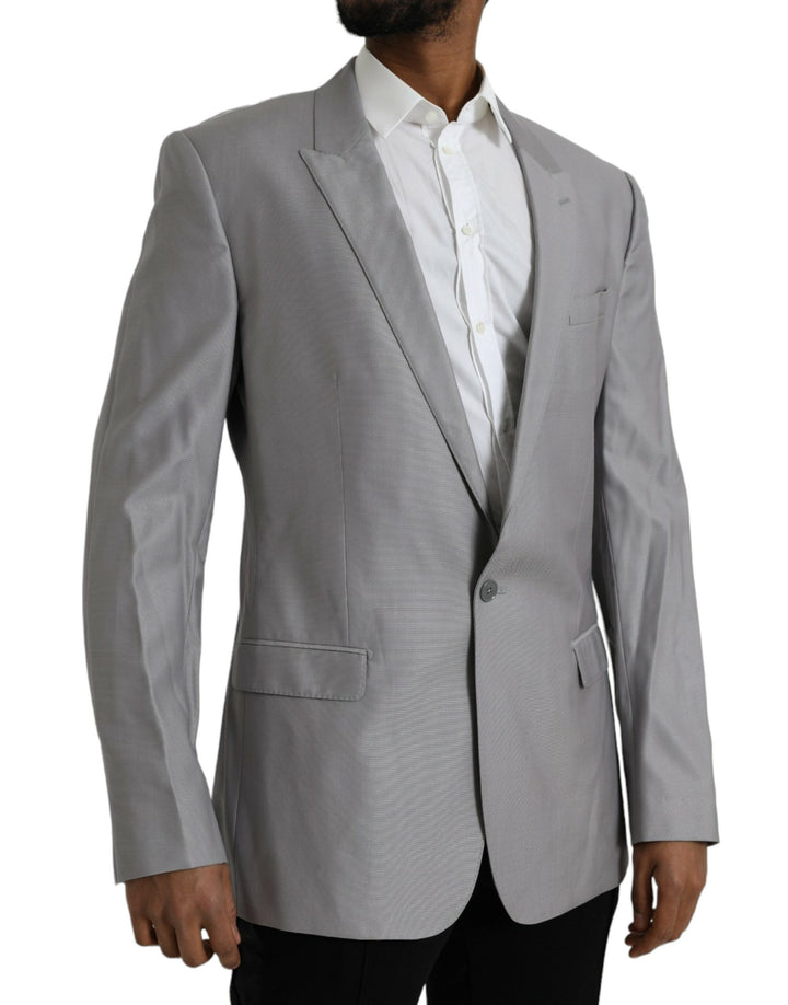Dolce & Gabbana Blazer de Lana Gris de Pico Abotonado