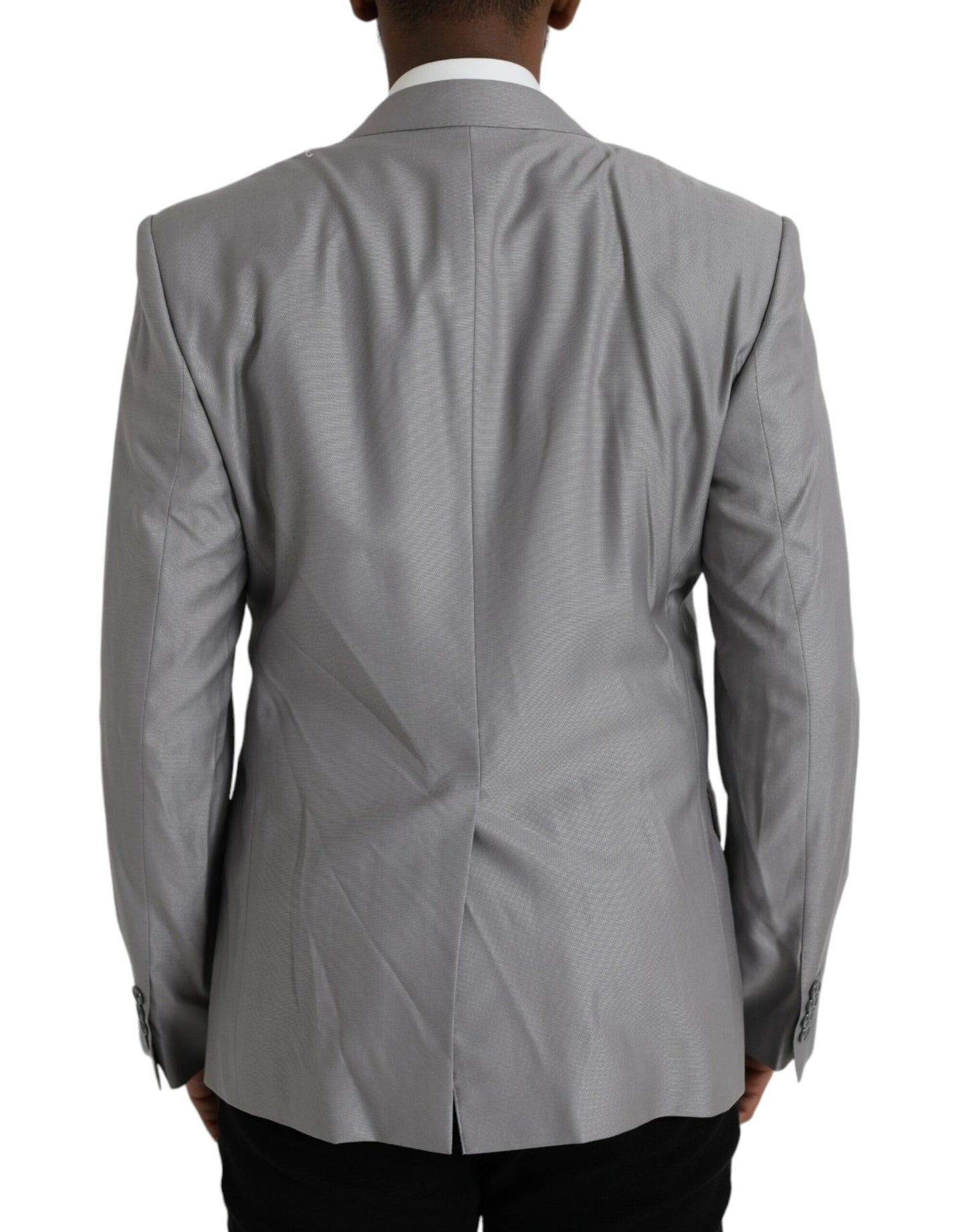 Manteau blazer Dolce & Gabbana gris en laine à revers cranté et simple boutonnage