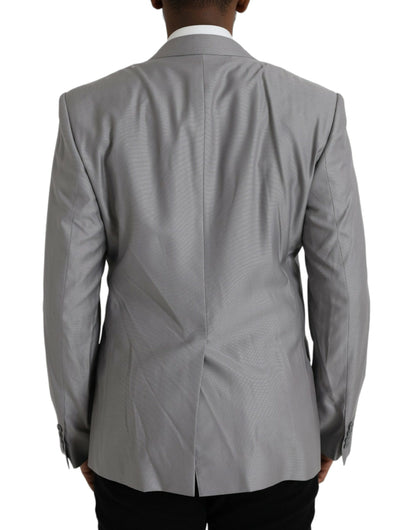 Manteau blazer Dolce & Gabbana gris en laine à revers cranté et simple boutonnage